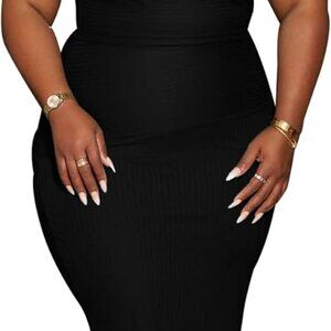 Women Plus Size Bodycon Long Dress Off Shoulder Elegant Sexy Evening